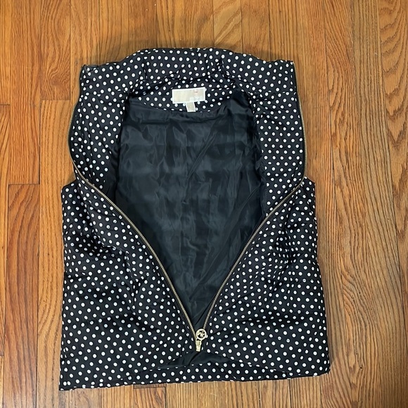 Michael‎ Kors Womens Puffer Vest Black White Polka Dot Zipper Logo Size S - Picture 3 of 7